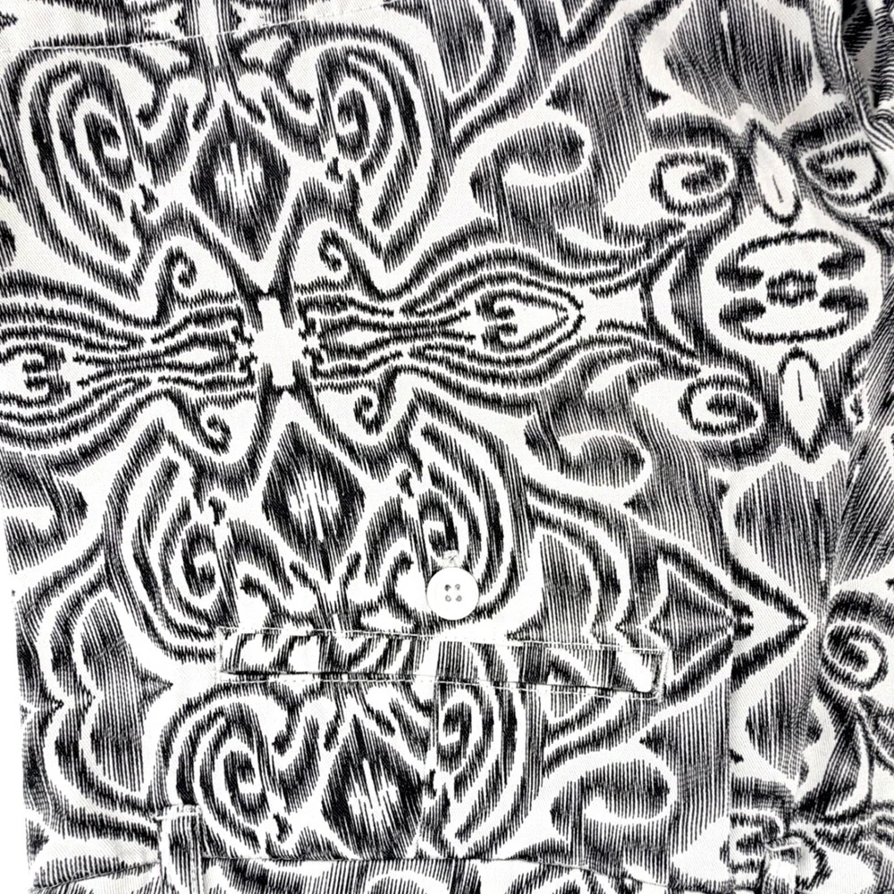 Macbeth Collection Shorts‎ Women M Black White Ikat Damask Cotton Excellent